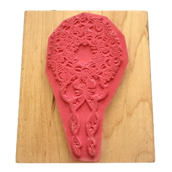 DOTS Q 144 Rose Bud Wreath Large Rubber Stamp - Picture 3 of 3